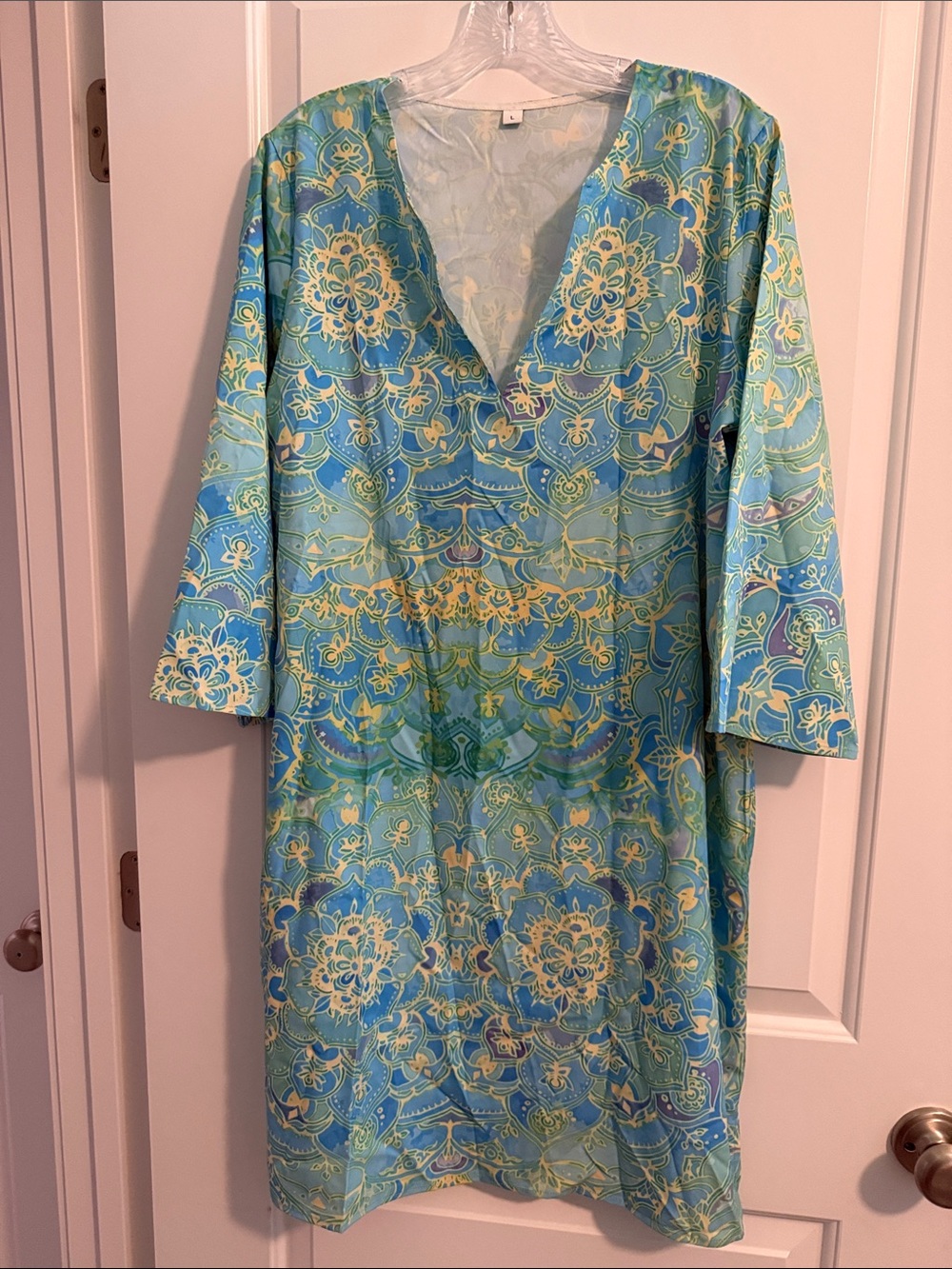 Aqua Tunic Dress Lightweight Flowy Beach Cover Up Casual Summer Dress